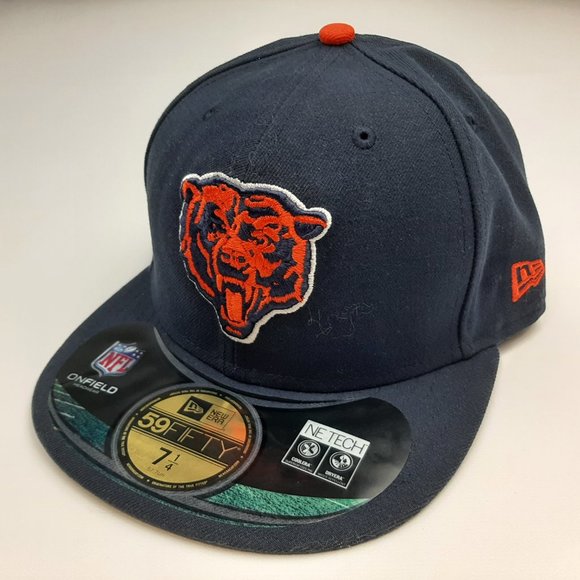 NFL Chicago Bears New Era 59 Fifty 7 1/4 Flat Bill Fitted Cap Hat Blue - Picture 2 of 5